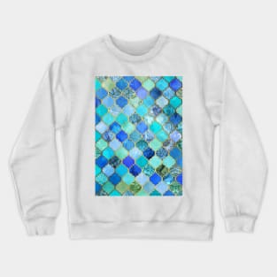 Cool Jade & Icy Mint Decorative Moroccan Tile Pattern Crewneck Sweatshirt